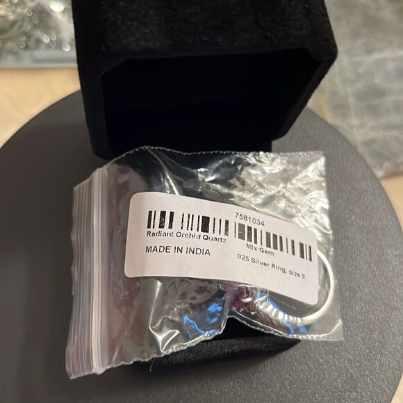 Radiant Orchid Quartz & White Zircon Ring Vermeil Rose Gold, Platinum Sz 8 - Picture 14 of 14